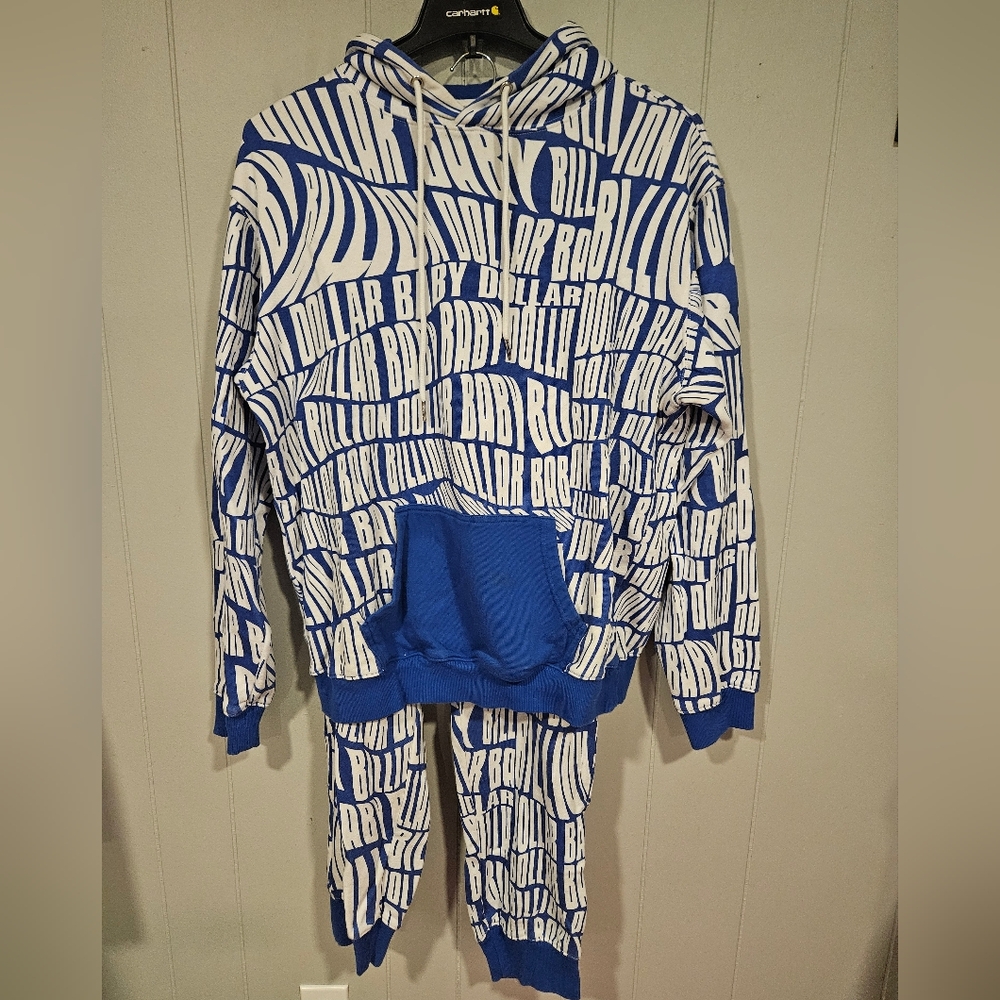 Billion Dollar Baby XXL Blue White Sweatsuit Sweatshirt Pants Hoodie Tracksuit